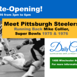 A flyer for the grand opening of the pittsburgh steelers.