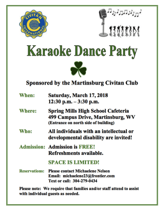 A flyer for a karaoke dance party.